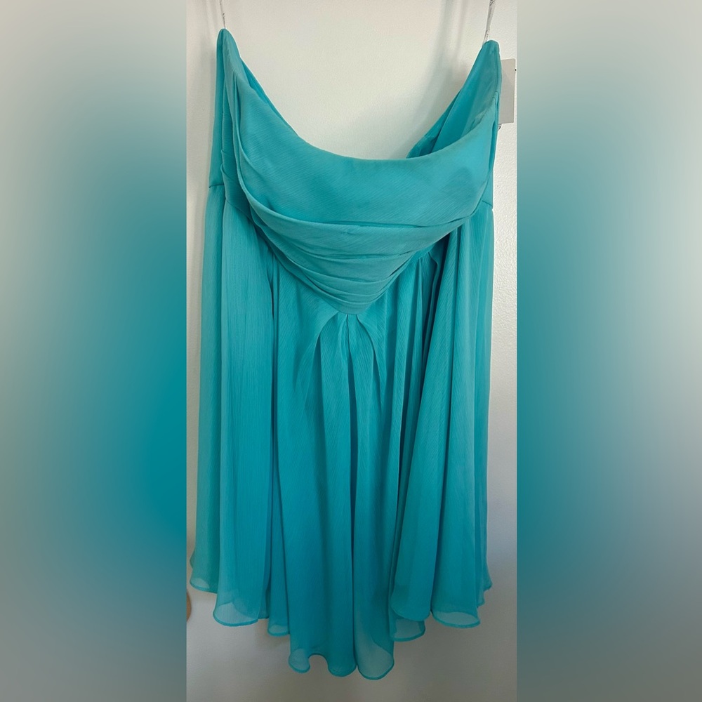 David's Bridal Aqua Blue Strapless Short Gown - Bridesmaid, Prom Plus Size 20